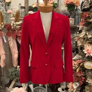 VINTAGE CLASSIC RED THIN WALE CORDUROY BLAZER | TAILORED CREW JACKET | ACADEMIA